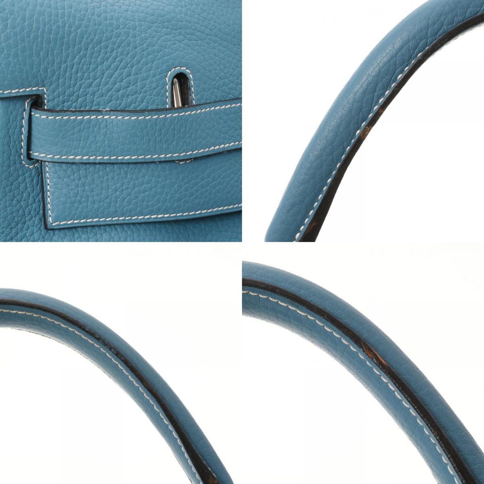 Hermes Hermes Kelly 50 Blue Gene # H Engraved (around 2004) Unisex  Taurillon Clemence Handbag