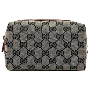 GUCCI Pouch Gray Red Beige GG Canvas 039 1117 Leather  Women's