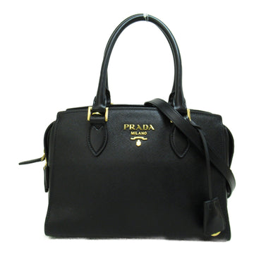 PRADA 2way shoulder bag Black Safiano leather