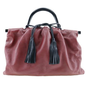 LOEWE One Handle Handbag Fringe Anagram Logo Calf Red Women's