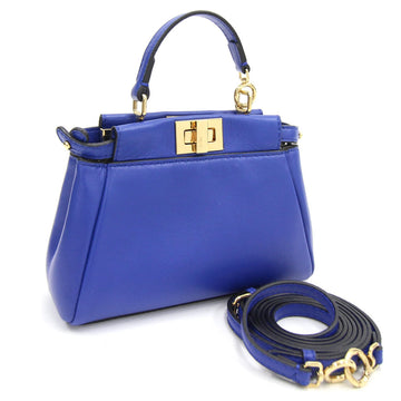 FENDI Handbag Micro Peekaboo 8M0355 Blue Leather Ladies