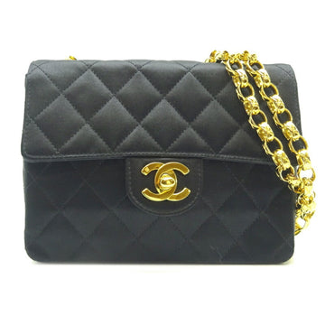 Chanel Mini Matelasse 18 Ladies Shoulder Bag Satin Black x