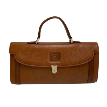 BURBERRYS Vintage Nova Check Logo Leather Genuine Handbag Mini Boston Bag Brown 57975