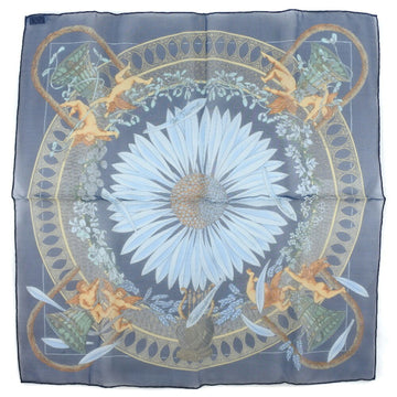 HERMES Carre 45 AMOURS Love Silk Navy Blue Women's Scarf