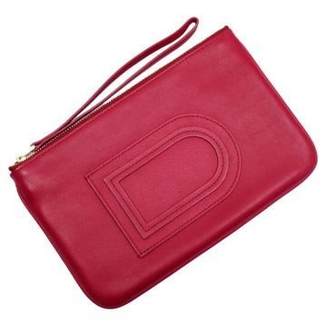 Delvaux Pouch Multi Case Red Gold Leather