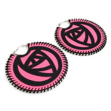 LOEWE Earrings Leather/Metal Pink x Black Women's