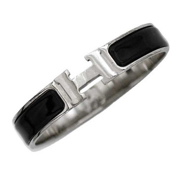 HERMES bangle click crack PM silver black metal  bracelet ladies accessory fashion