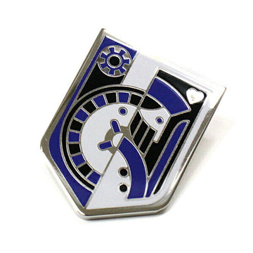 Hermes Casino Roi Pin Badge Palladium Plated Blue / White Black Silver Metal Brooch