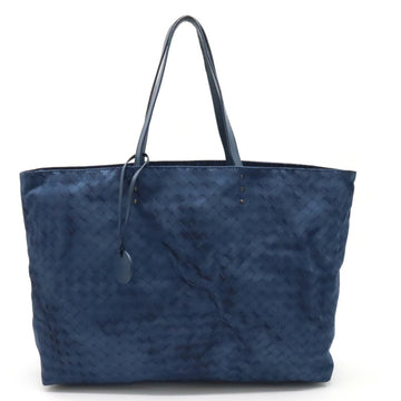 BOTTEGA VENETA Intreccio Lusion Tote Bag Shoulder Nylon Leather Blue