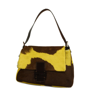 FENDIAuth  Mamma Bucket Harako Women's Leather Handbag Brown,Yellow