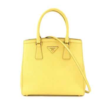 PRADA Saffiano 2way hand shoulder bag leather yellow B2490M gold hardware Hand Shoulder Bag
