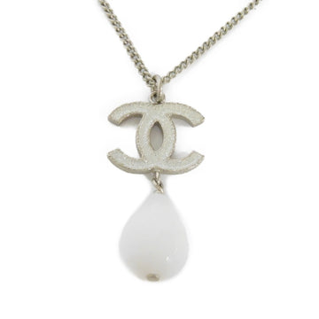 CHANEL Necklace Glitter Coco Mark Beads Teardrop Lame Pendant Plastic Silver B10A CC Women's Accessories Jewelry