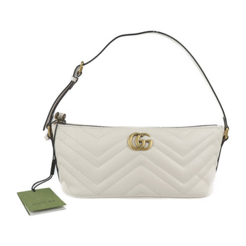 GUCCI GG Marmont Shoulder Bag 739166 White Ivory Gold Hardware Quilted Handbag