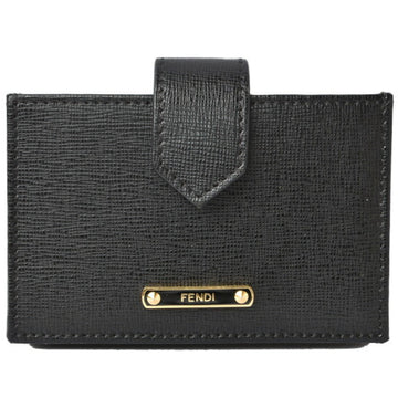Fendi card case business holder FENDI leather black gold
