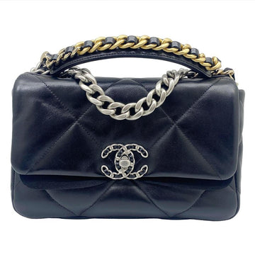 Chanel 19 handbag flap bag lamb black 2WAY chain shoulder vintage metal fittings AS1160 ladies