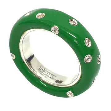 BOTTEGA VENETA Enamel Crystal Dot Ring 649527-VB0B8/9960 #19 Green AG925 Silver Men's Women's
