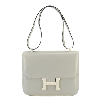 HERMES Constance 24 Shoulder Bag Box Calf Light Gray C Stamp Silver Hardware
