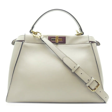 Fendi Peekaboo Regular 2Way Ladies Handbag 8BN290 Selleria Leather Light Beige