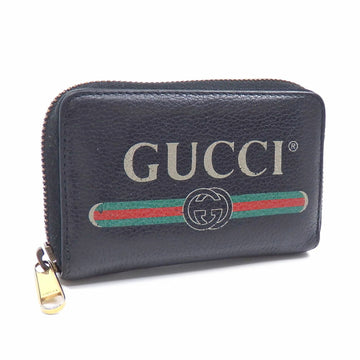 Gucci coin case black leather 496319 purse round sherry line women's men's