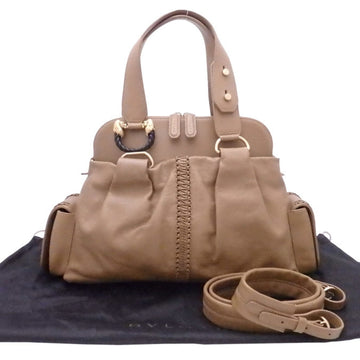 Bulgari BVLGARI 2way bag Leoni brown leather handbag shoulder ladies