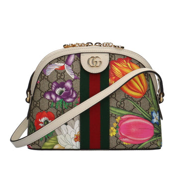 Gucci GG Flora Supreme Shoulder Bag Canvas Beige/Epony Women's