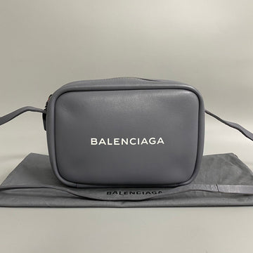 BALENCIAGA Leather Shoulder Bag Sacoche Crossbody Gray 66541