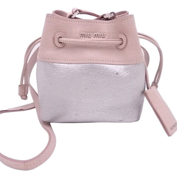 Miu MIUMIU Shoulder Bag Light Pink Silver Leather Ladies