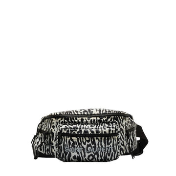 SAINT LAURENT Zebra Nux Body Bag Waist 581375 White Black Nylon Men's
