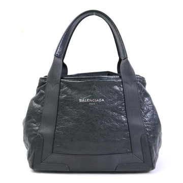 BALENCIAGA handbag tote bag navy cabas S leather gray unisex