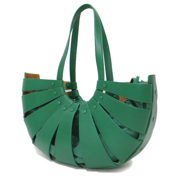 BOTTEGA VENETA Bag Tote Green The Shell Medium Leather Drawstring Included Made in Italy