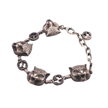 GUCCI 528028 Garden Cat Head Bracelet Silver Men's Z0005465