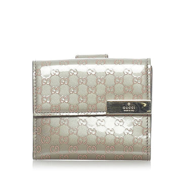 Gucci Shima Bifold Wallet Gray Patent Leather Ladies GUCCI