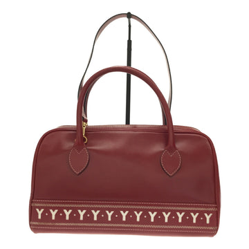 YVES SAINT LAURENT Y Motif 2WAY Handbag Leather Red Gold Hardware Women's