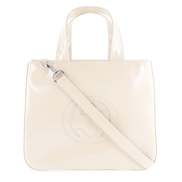 Gucci 2WAY Shoulder Patent Leather Beige Women's Handbag