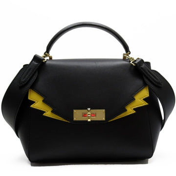 BALLYBarry  handbag shoulder bag B TURN SMALL black x gold yellow leather