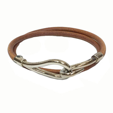 Hermes jumbo choker 2-strand bracelet brown x leather men's women's