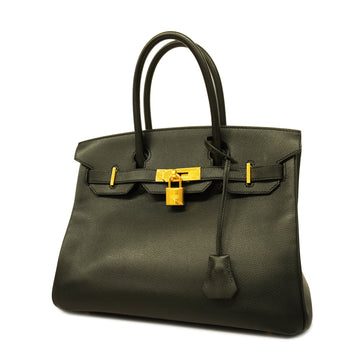 HERMESAuth  Birkin Birkin 30 C Stamp Vaux Epson Women's Handbag Black