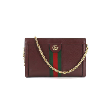 Gucci Ophidia GG Small Shoulder Bag Leather Bordeaux 503877