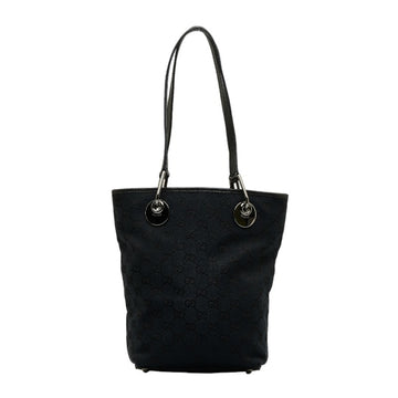 GUCCI GG canvas handbag tote bag 120840 black leather ladies