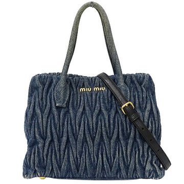 MIU MIUMIU Bag Women's Handbag Shoulder 2way Matelasse Blue RN1069
