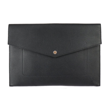 LOUIS VUITTON Pochette Envelope Second Bag M62250 Taurillon Leather Black Silver Hardware Pouch Business