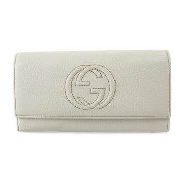 Gucci Interlocking G Bifold Wallet 282414 Leather Ivory Gold Hardware Long