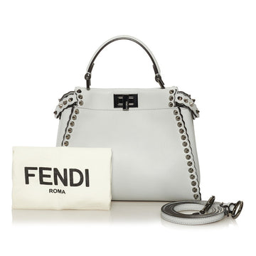 Fendi Mini Peekaboo Selleria Studs Handbag Shoulder Bag 8BN244-A0K8 Blue Gray Silver Leather Ladies FENDI