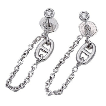 HERMES Earrings Ladies 750WG Diamond Chaine d'Ancle White Gold Polished