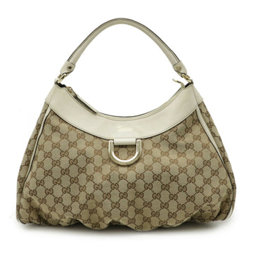Gucci GG Canvas Abbey Shoulder Bag Leather Khaki Beige Ivory White 189833
