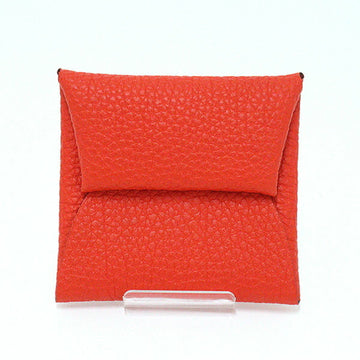 HERMES coin case Bastiat Togo orange P engraved [made in 2012] purse wallet