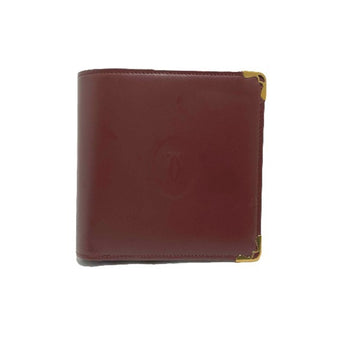 CARTIER Compact Wallet with Coin Purse  Wine Red Bifold