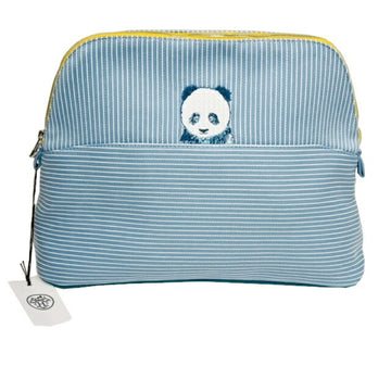Hermes Paspas Bolide Pouch GM Panda Embroidery Shishu Cotton Blue E Baby Line Mother's Bag Silver Hardware Women's Men's New Work