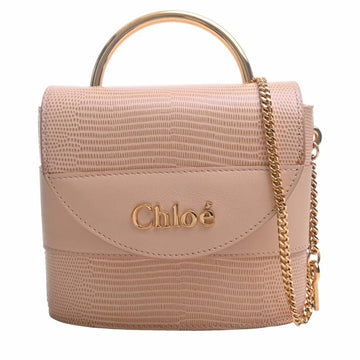 CHLOE  Abbey Lock Leather Chain Shoulder Bag Pink Beige Women's