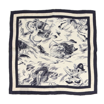 GUCCI Disney Pirates Donald Duck Handkerchief 461263 46001 9268 17SS Pirate Scarf White Navy 45cm x Made in Italy